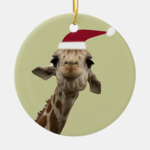 Holiday Giraffe Ceramic Ornament