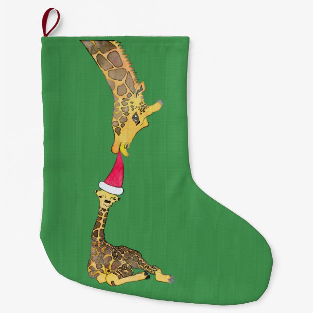 Holiday Giraffe Christmas Stocking (Front)