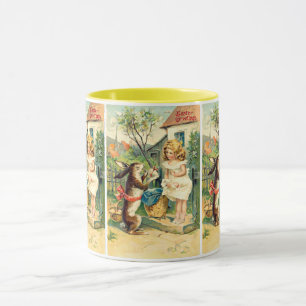Holiday Girl Spring Bunny Vintage Easter Mug