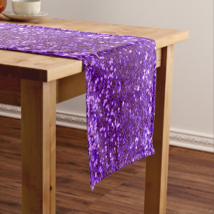 Holiday Glitter Purple Bling Sparkly Chic Short Table Runner