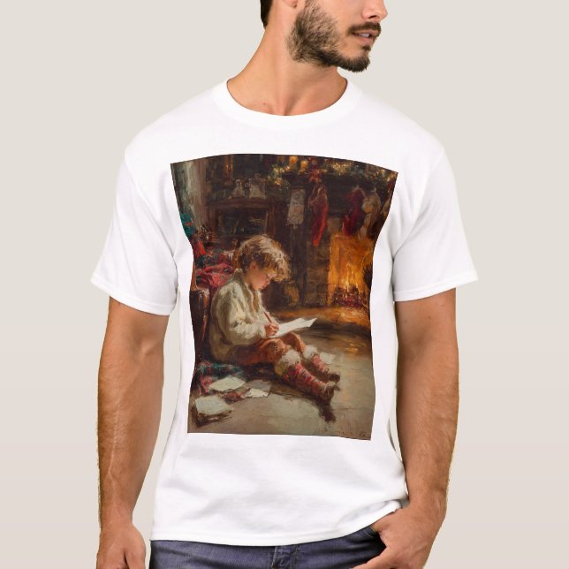 Holiday Glow – A Child’s Quiet Moment by the Fire T-Shirt (Front)