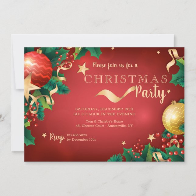 Holiday Glow Christmas Party Invitation (Front)