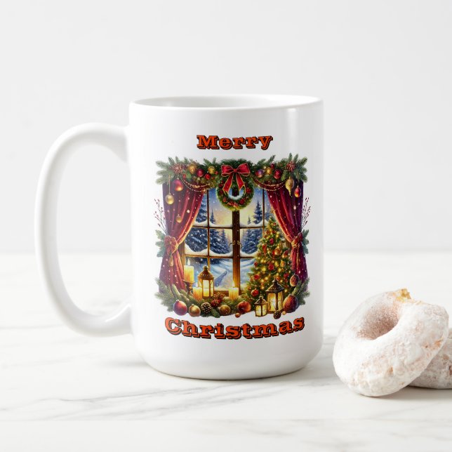 Holiday Glow Through Window Coffee Mug (With Donut)