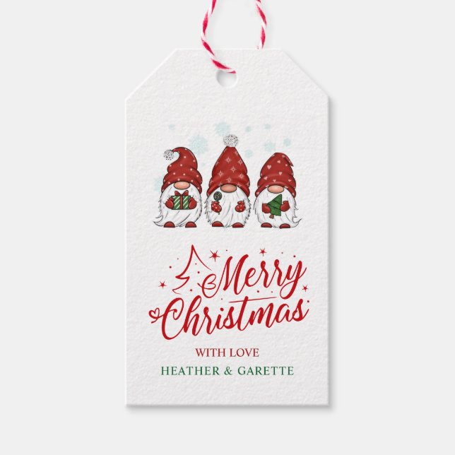 Holiday Gnomes Christmas Party Gift Tags (Front)