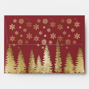 Holiday Gold and Red Winter Wonderland Envelope