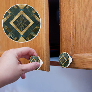 Holiday Gold and Snowflake Ceramic Knob