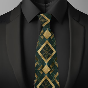 Holiday Gold and Snowflake Pattern Tie