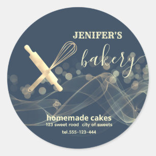 Holiday gold bokeh baked goods bakery classic round sticker