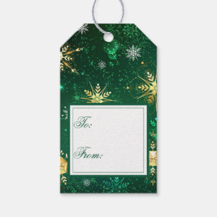Holiday Gold Green Snowflakes Xmas Christmas Gift  Tags