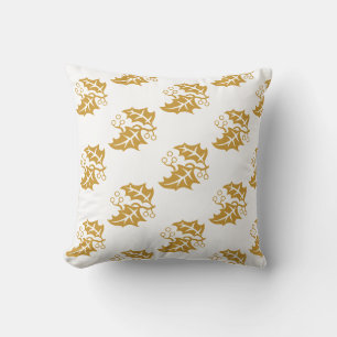 Holiday Gold Holly Pillow