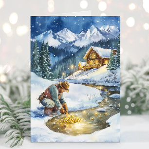 Holiday Gold Mining Gold Christmas Card