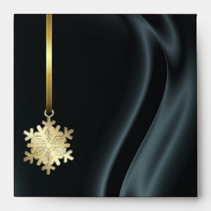 Holiday Gold Snowflake Black Christmas Envelope