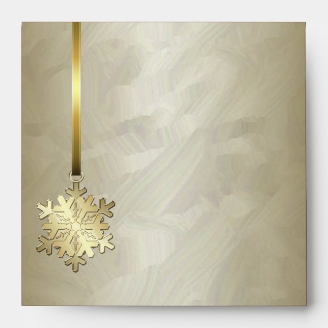 Holiday Gold Snowflake Gold Foil Christmas Envelopes (Front)