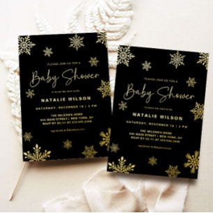 Holiday Gold Snowflake Winter Baby Shower