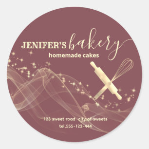 Holiday gold sparkle baked goods bakery classic round sticker