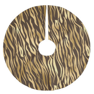 Holiday Gold Tiger Elegant Animal Chic Brushed Polyester Tree Skirt