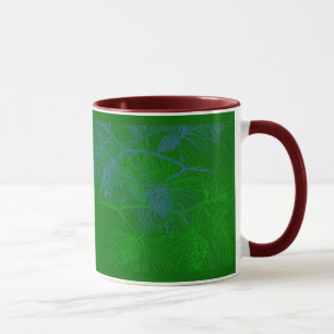 Holiday Green Blue Pine Pattern Mug