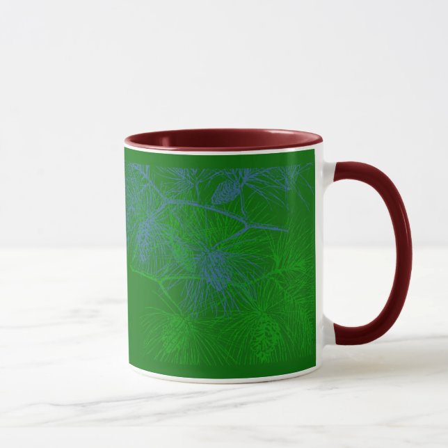 Holiday Green Blue Pine Pattern Mug (Right)