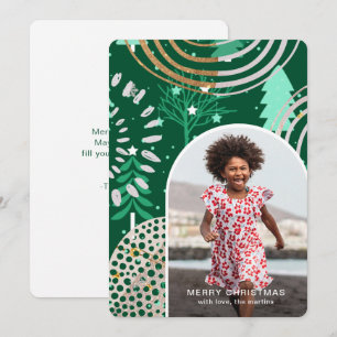 Holiday Green Merry Christmas Photo with Message