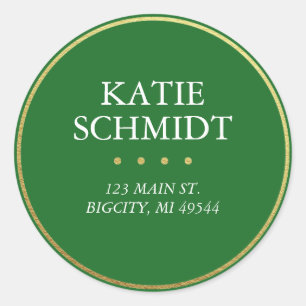 Holiday Green Return Address Label Faux Gold Foil