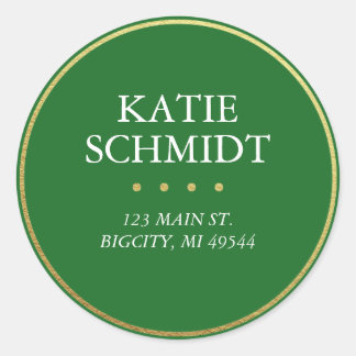 Holiday Green Return Address Label Faux Gold Foil