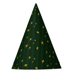 Holiday Green Yellow Stripe Star Christmas Party Hat