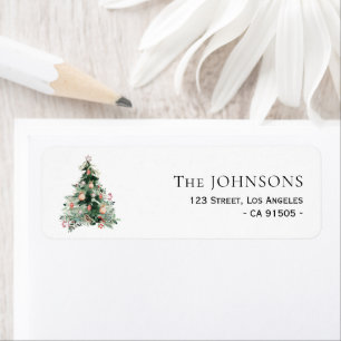 holiday greenery christmas tree address label