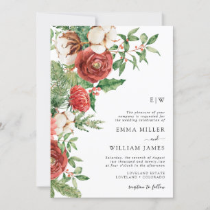 Holiday Greenery Christmas Wedding Invitation