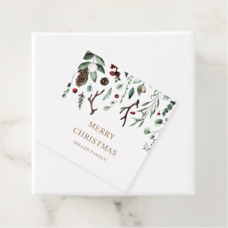 Holiday Greenery Merry christmas Rudolph Nose Favour Tags