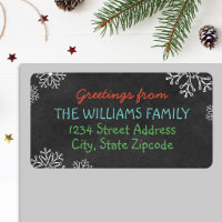 Holiday Greeting Black Chalkboard Address