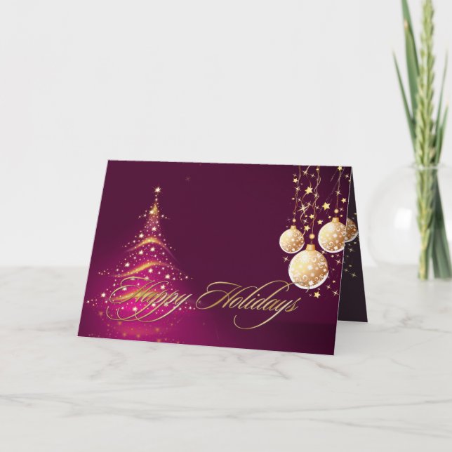 Holiday Greeting Cards, Christmas Tree+Ornaments Card (Front)
