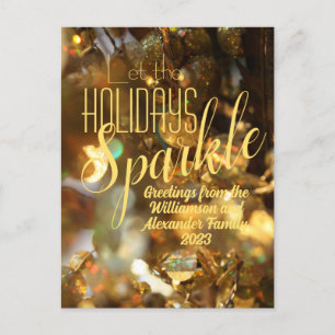 Holiday Greeting Gold Sparkle Modern Chic Postcard