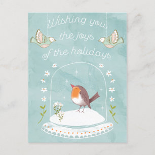Holiday Greeting New Year Cute Bird Snow Globe