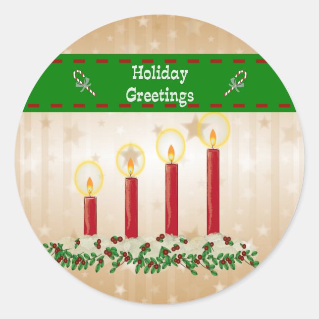 Holiday Greetings Classic Round Sticker (Front)