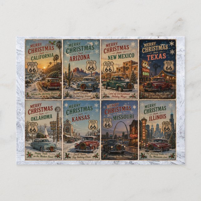 Holiday Greetings From Route 66 Postcard (Front)