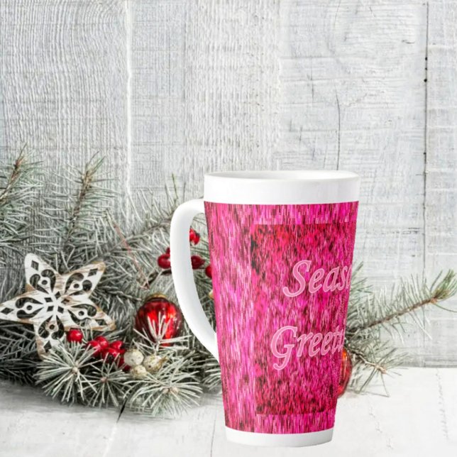 Holiday Greetings Latte Mug (Celebrate the holidays in vibrant, shaded pink, on a latte mug!)