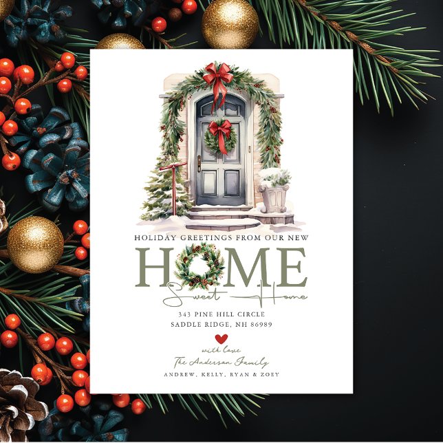 Holiday Greetings New Home Moving Announcement Postcard (Creator Uploaded)