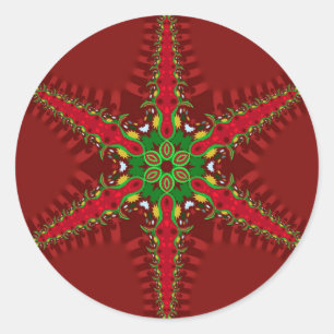 Holiday Greetings Red Star  Classic Round Sticker