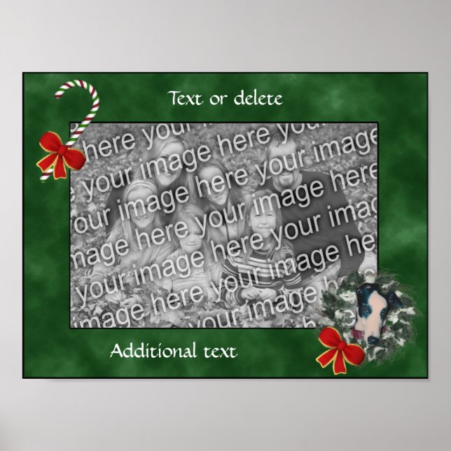 Holiday Greyhound Wreath Add Your Photo  Poster (Front)