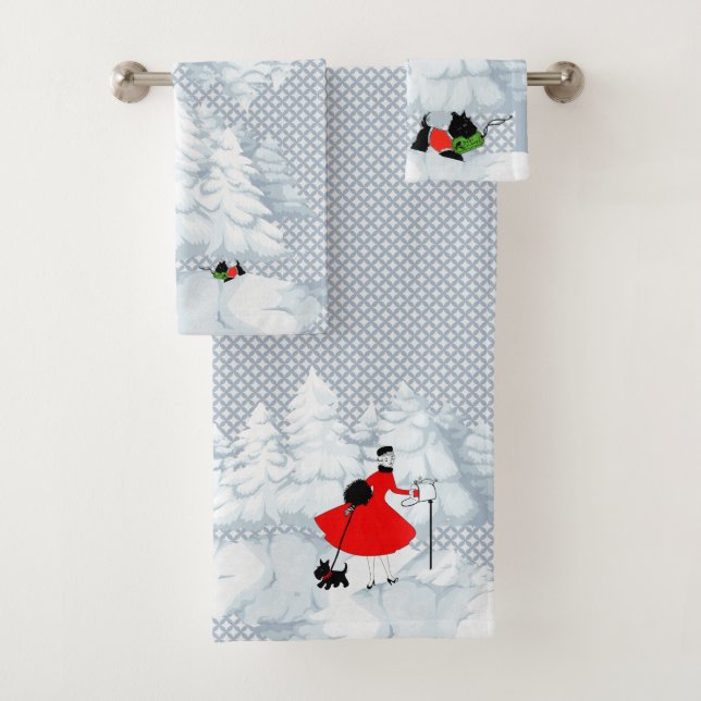 Holiday Guest Towels, Winter Towels, Xmas Set, Bath Towel Set (Insitu)