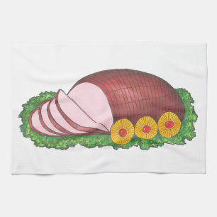 Holiday Ham Pineapple Christmas Dinner Cooking Kitchen Towel