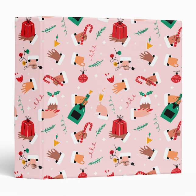 Holiday Hands Festive Celebration Pattern Binder (Front/Spine)