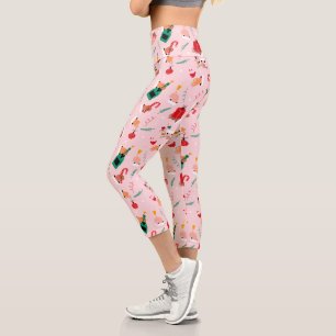 Holiday Hands Festive Celebration Pattern Capri Leggings