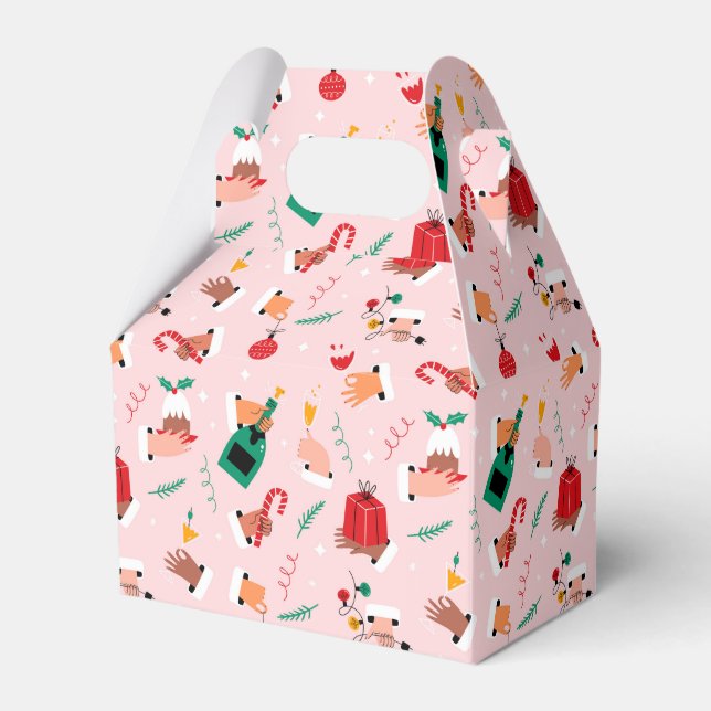 Holiday Hands Festive Celebration Pattern Favor Box (Front Side)