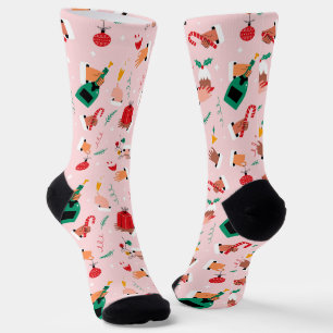 Holiday Hands Festive Celebration Pattern Socks
