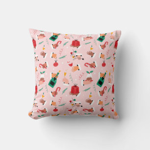 Holiday Hands Festive Celebration Pattern Throw Pillow