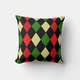Holiday Harlequin Geometric Pattern Throw Pillow