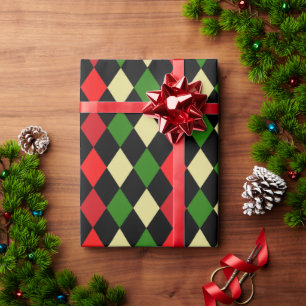 Holiday Harlequin Geometric Pattern Wrapping Paper