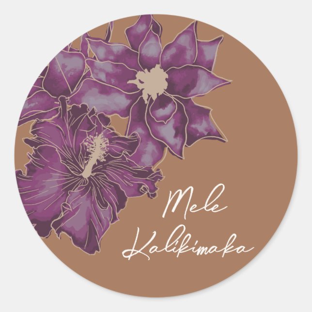 Holiday Hibiscus Plum, Sugar Plum Classic Round Sticker (Front)