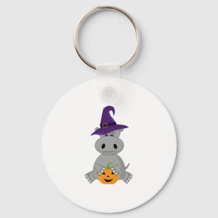 Holiday Hippo Halloween Witch Hippo Keychain